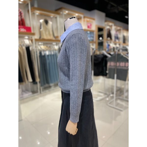 [시흥점] 배색 셔츠 카라 니트 풀오버 (PS1KL683)