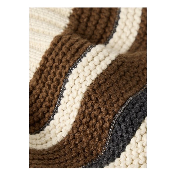 브루넬로쿠치넬리 비즈 장식 스트라이프 코튼 베레모 오프 화이트 1647597354526502