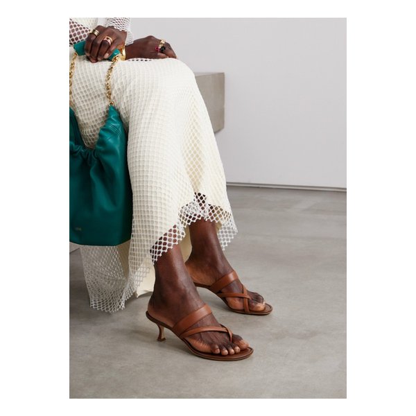 수사 가죽 샌들 50mm 탠 브라운 1647597328151087