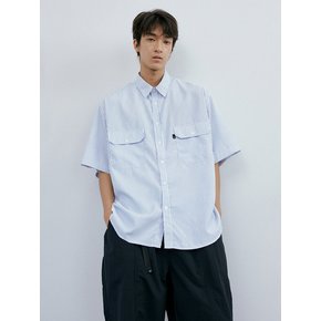 Over easy stripe 1/2 shirt (blue stripe)