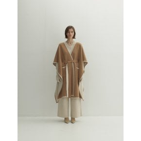 Cashmere 100% Diana Drape Cape Coat (Bright Camel)