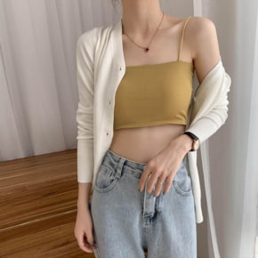 여자 캡내장 데일리 스퀘어 탑 끈나시 LDW-TS5-SSIS481-옐로