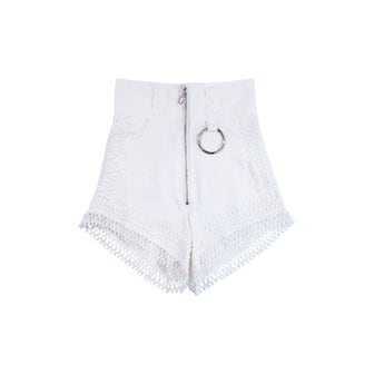 곽현주컬렉션 CAT SERIES WHITE DENIM  LACE DETAIL PANTS