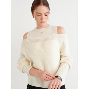 지지 컷아웃 레이어드 니트 탑_아이보리 / GIGI CUT OUT LAYERED KNIT TOP_IVORY