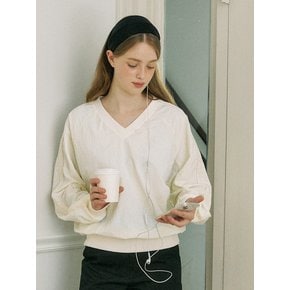 Lace Label V-neck Sweatshirt - Ivory