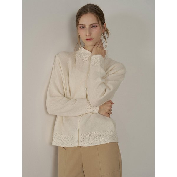 텍스처  울 100 니트 가디건 - 아이보리