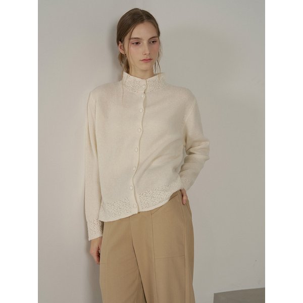 텍스처  울 100 니트 가디건 - 아이보리