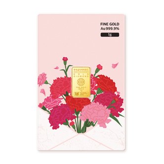 한국금다이아몬드 순금 24K 카네이션 골드바 손글씨 메세지 카드 1g 어버이날 부모님 선물