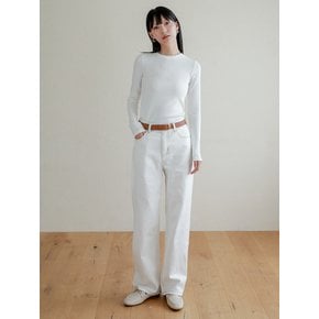 Lossy  semi-wide denim pants_white