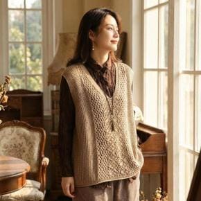 여성니트조끼 빅사이즈 오버핏 상의 여자 가디건 - 도매풀