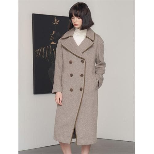 [제이비리파인] DOUBLE BREASTED WIDE COLLAL BEIGE COAT(1)