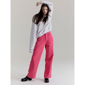 Cubic Loose-Fit Denim Pants - Cherry Pink