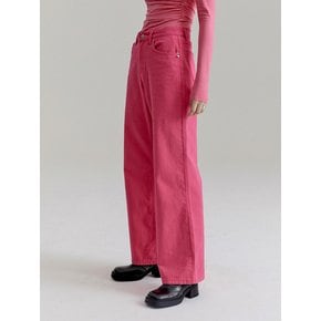 Cubic Loose-Fit Denim Pants - Cherry Pink