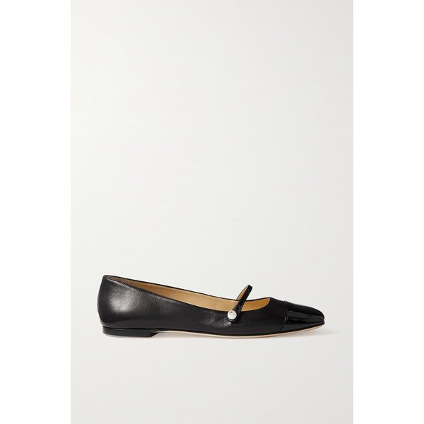 엘리사 장식 페이턴트 트리밍 가죽 메리 제인 플랫 블랙 1647597304916228