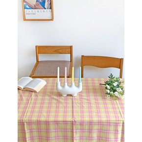 핑크 레몬 빈티지 체크 테이블보 식탁보