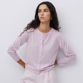 Merino Wool Round Neck Boba Cardigan PALE PINK