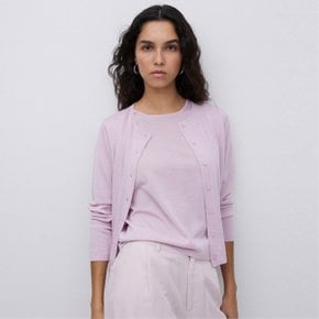 Merino Wool Round Neck Boba Cardigan PALE PINK