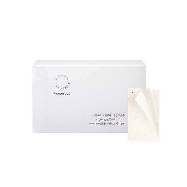 오그램코스메틱스 100프로 순면 화장솜 3겹 목화솜 무표백 무형광 코튼패드 80매