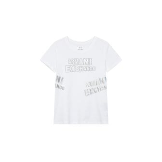 ARMANI EXCHANGE AX오로라 로고 코튼 티셔츠 A423130510-화이트