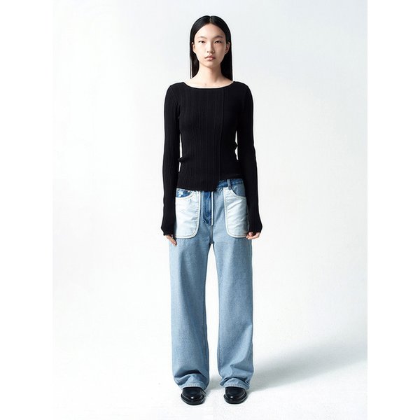 언밸런스 믹스드 니트 BLACK