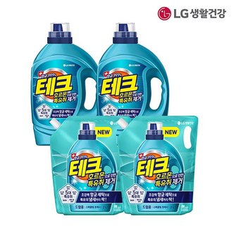 테크 LG생활건강 테크 호르몬 특유취 액체세제드럼 용기 2.7L2개+리필 2L2개