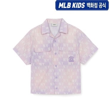 MLB키즈 [백화점 공식]25SS  오로라 모노그램 우븐 반팔셔츠 뉴욕양키스 7AWSM0453-50LDL