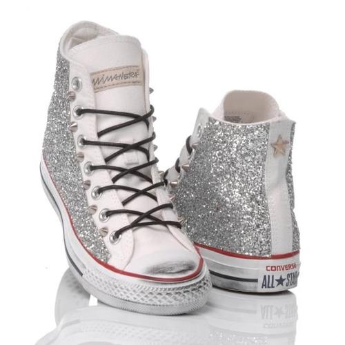 컨버스 스니커즈 112 CONVERSE GLITTER SILVER White