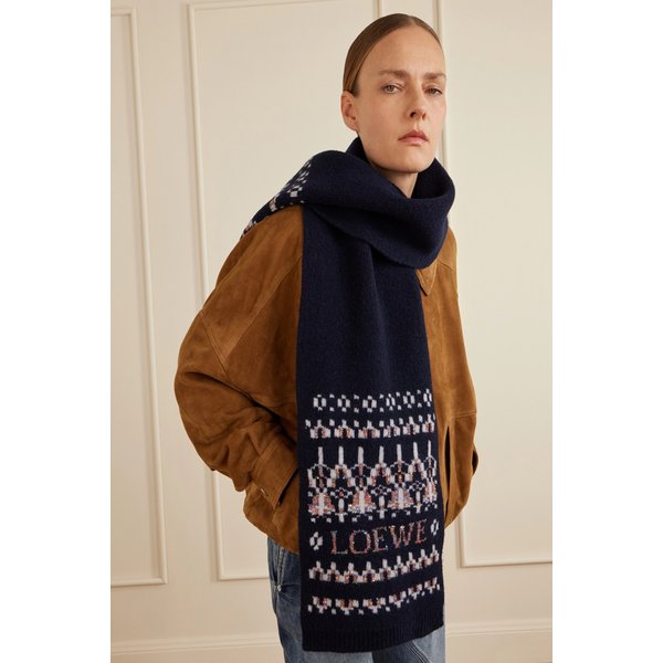 시퀸 장식 페어 아일 울 블렌드 스카프 46376663162984268