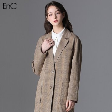 EnC 클래식 체크 롱 재킷 (택가격: 329000원)