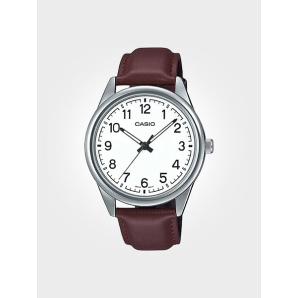 MTP-V005L-7B4 남성 가죽 손목시계