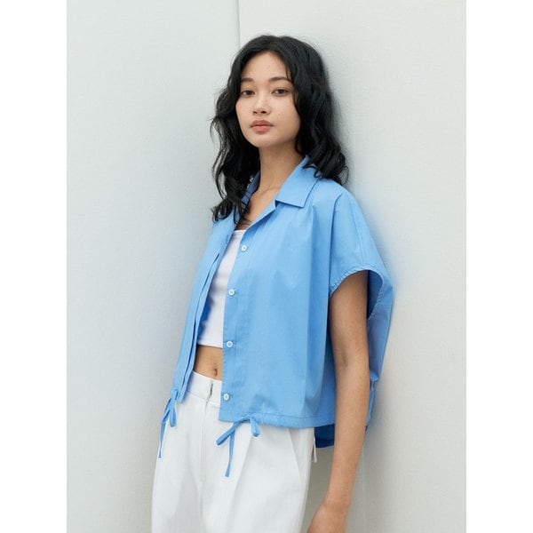 BALLOON CROPPED SHIRT BLUE MBESTO001BL