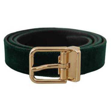 이스퀘어 4812783 Dolce  Gabbana Emerald Velvet Designer Belt with en Mens Buckle