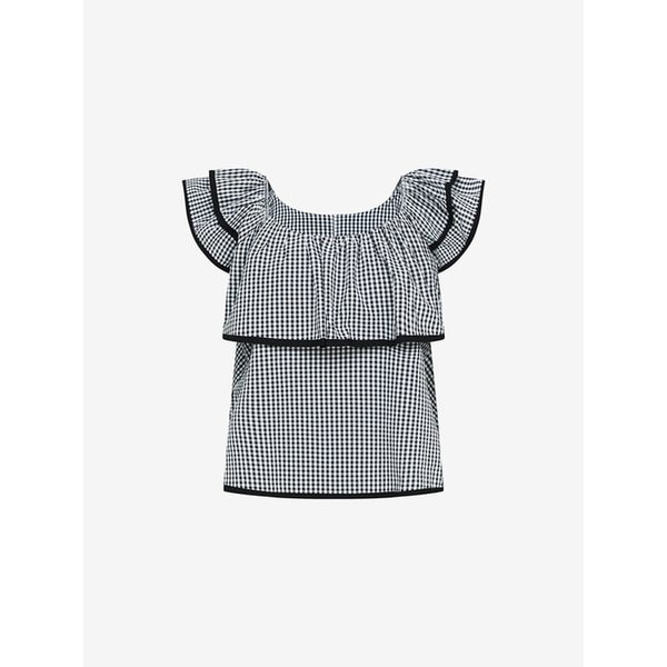 체크 프릴 투웨이 블라우스 (TKBAG2481)