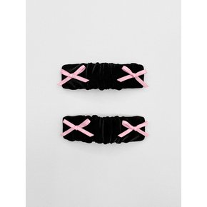 [2SET] black pink ribbon velvet hair pin