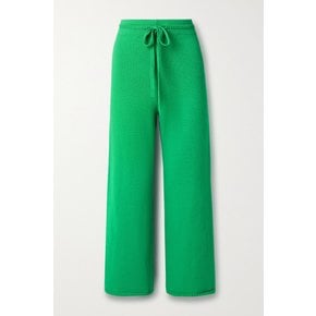 May Cotton-blend Wide-leg Pants 그린