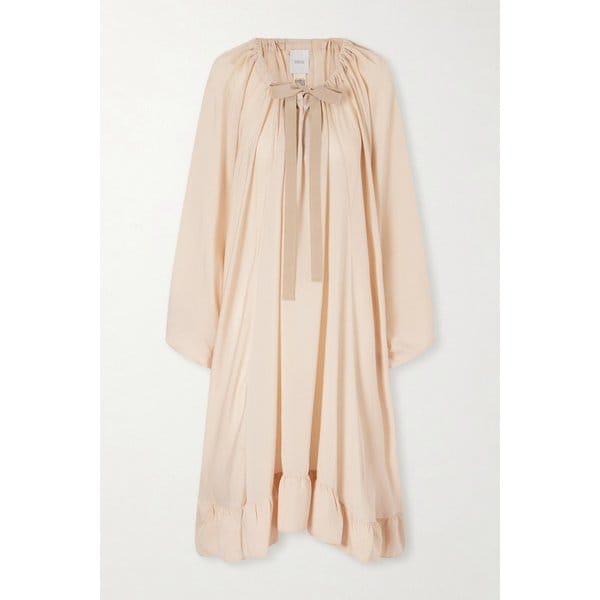 보우 디테일 스트라이프 리오셀 실크 블렌드 미니 원피스 46376663162986748