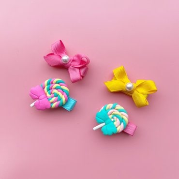 분홍공주 미니 리본&캔디 논슬립핀 세트