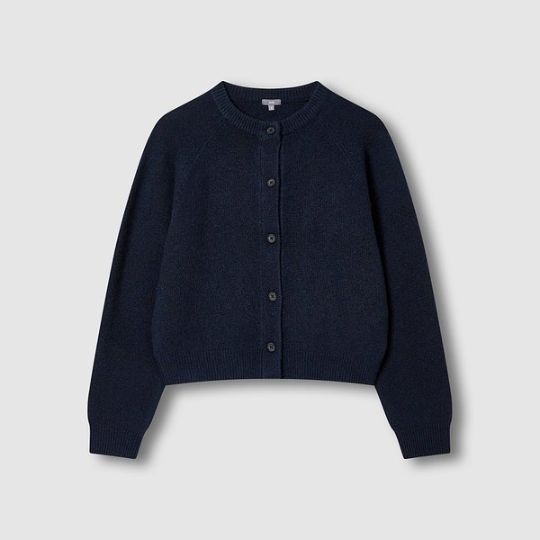 여 울 블렌디드 라운드넥 가디건 J115404005056