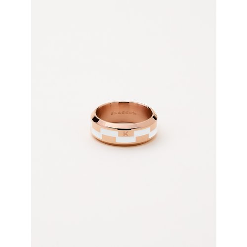 Duality Grinder Ring Rose Gold & White Enamel JDR21RW001