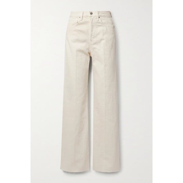 베로니카비어드 Taylor Frayed High-rise Wide-leg Jeans 에크루 32027475399706994