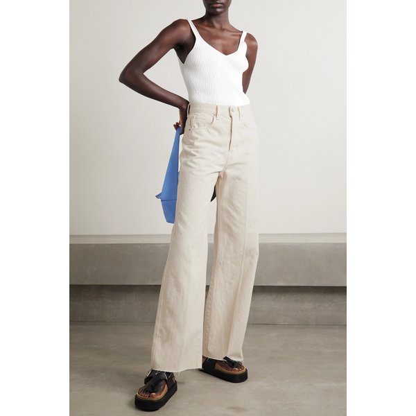 베로니카비어드 Taylor Frayed High-rise Wide-leg Jeans 에크루 32027475399706994