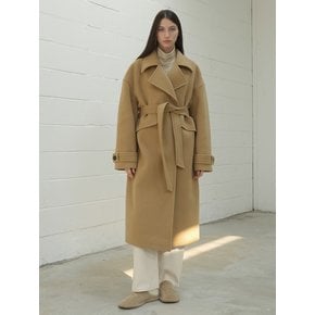 BELTED OVERSIZ WOOL COAT / BEIGE