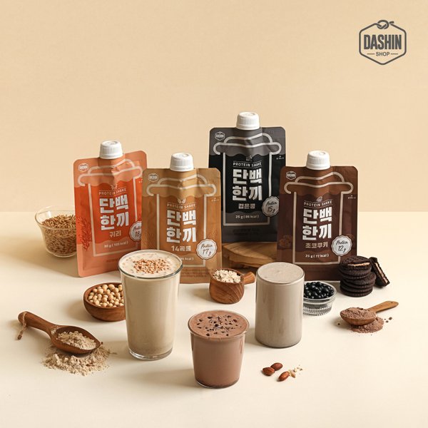 [20+20] 고단백 곡물 쉐이크 단백한끼 4종 40팩 골라담기 (검은콩+14곡물+초코+귀리) / 식사대용