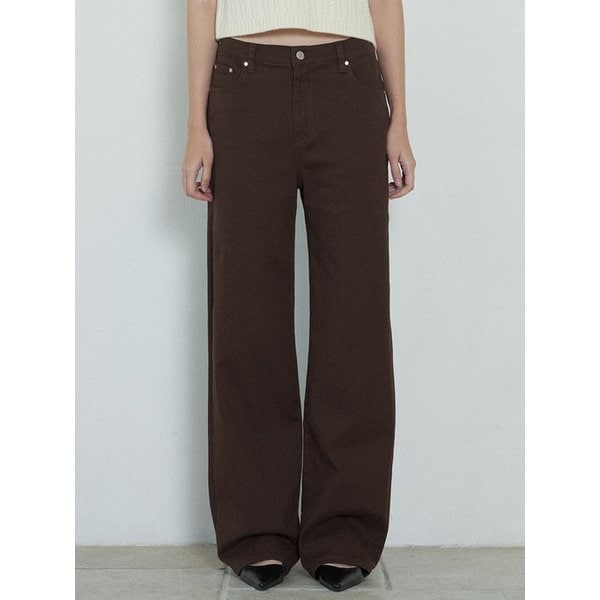Cigarette Span Colored Denim Jeans_Brown