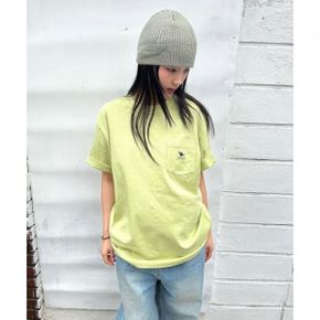 포켓 피그먼트 반팔 티셔츠 - LIGHT LIME Z262UST070632 447242