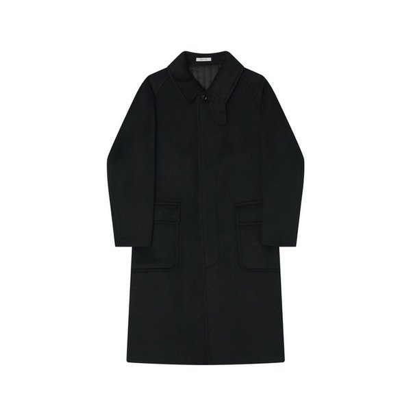 [BIG SIZE]WOOL BLEND BALMACAAN COAT BLACK