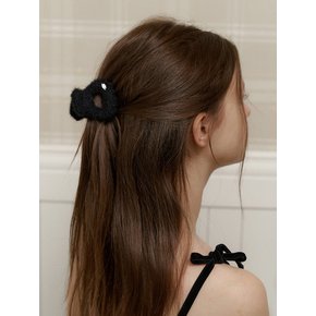 [단독] fur black cubic point hair claw