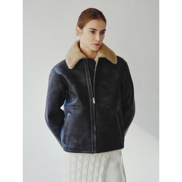 로우 시어링 집업 점퍼 다크브라운