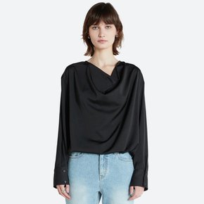 DRAPED OPEN BACK BLOUSE BLACK