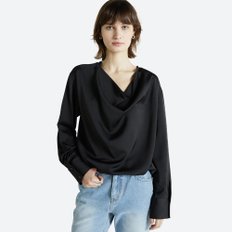 DRAPED OPEN BACK BLOUSE BLACK